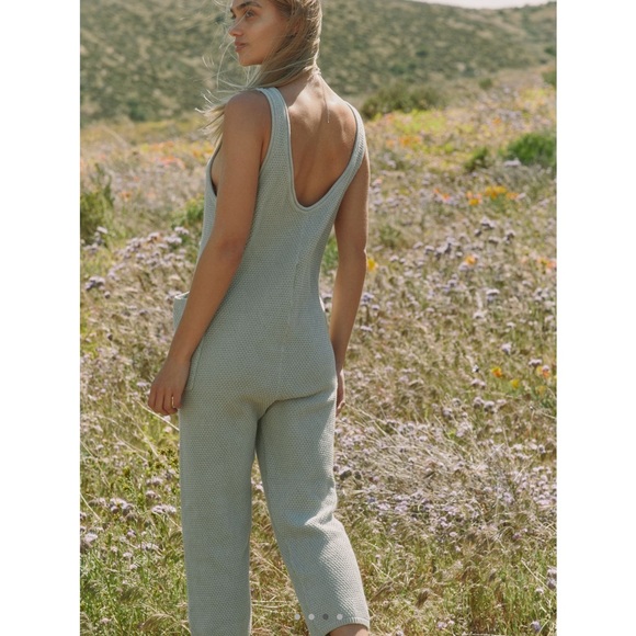 NWT FREE PEOPLE Hailee Sweater Jumpsuit Romper Salt Water Khaki Light Grn - Picture 3 of 5
